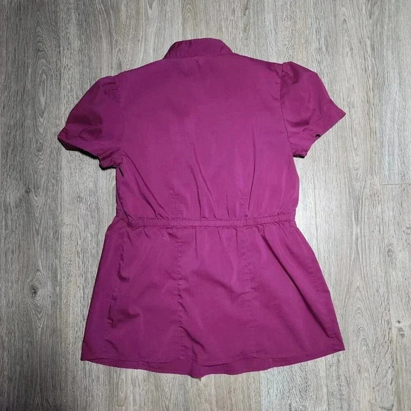Vintage Y2K purplish fushia pink babydoll officecore button-up top - Picture 9 of 14